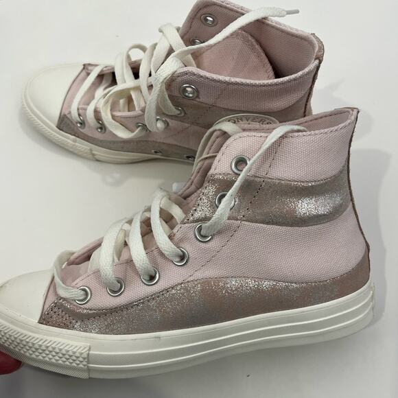 Converse Chuck Taylor All Star suede sneakers in pink metallic 7 - Picture 8 of 11